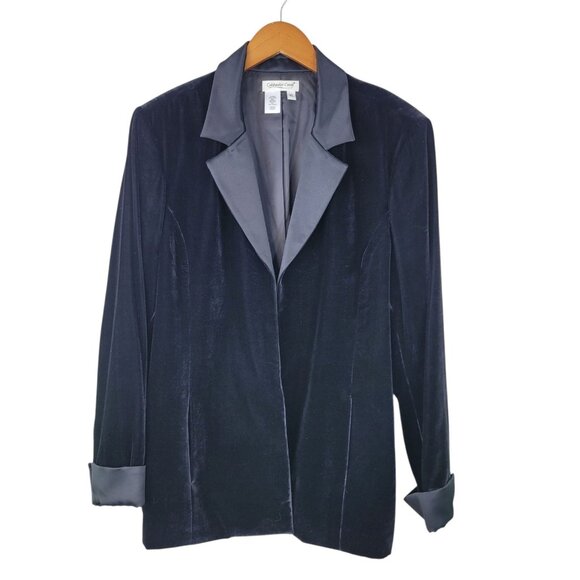 Coldwater Creek Evening Velvet Tuxedo Jacket Size XL Satin Trim Black Womens - Picture 1 of 6